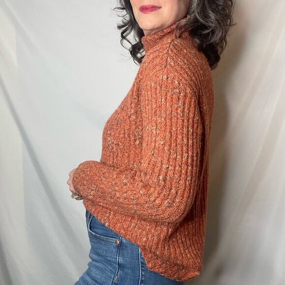Vintage 90s Y2K ribbed orange turtleneck sweater boucle Spiegel marled oversized - Picture 14 of 17
